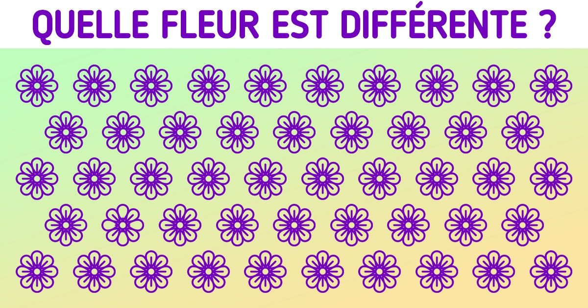 Test : mets à l’épreuve ton acuité visuelle et trouve la fleur différente des autres (15 casse-tête)