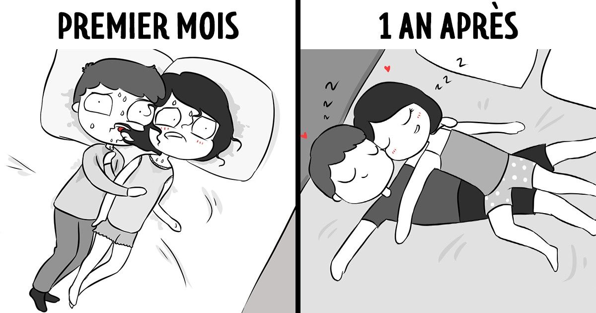 9 Dessins Qui Montrent Comment La Relation Entre Deux Amoureux Evolue Entre Le Premier Mois Et La Fin De La Premiere Annee