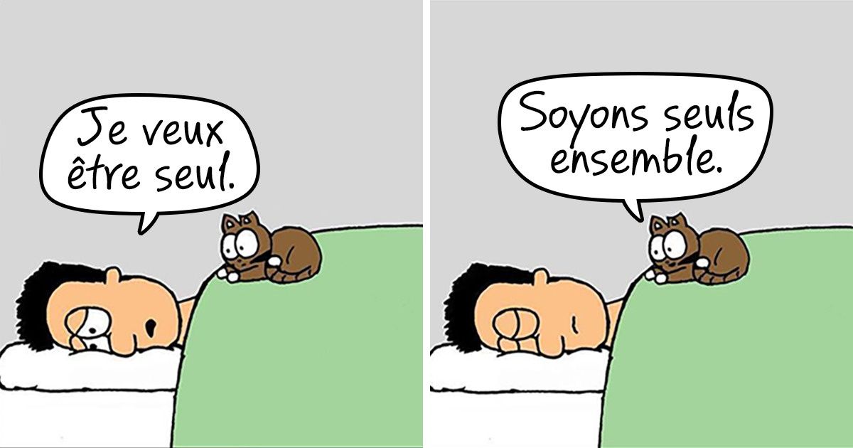 Un artiste nous montre à quel point la vie peut être géniale lorsque un chat te laisse habiter chez lui