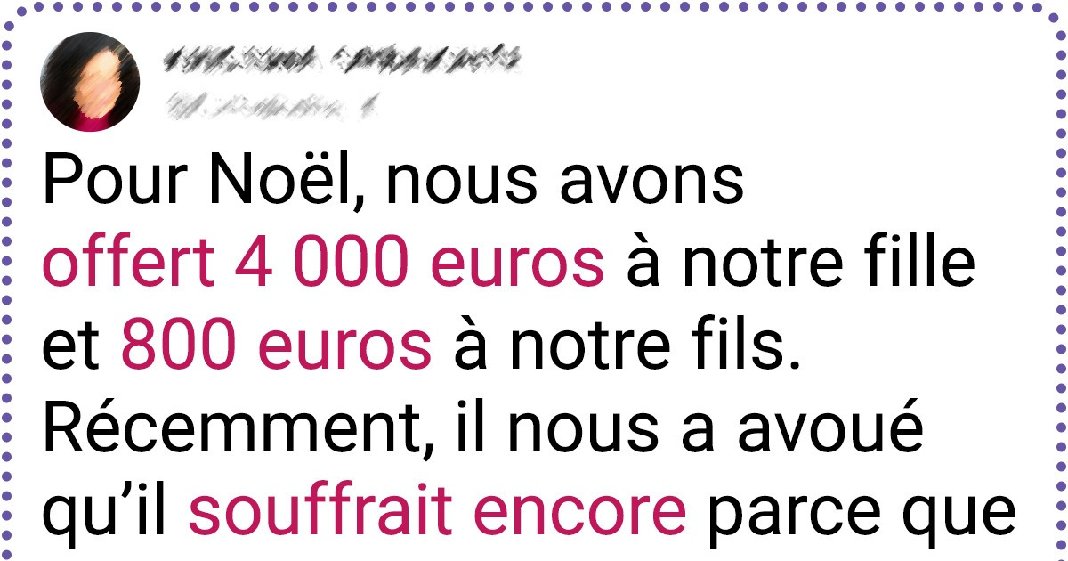 J’ai offert à ma fille un cadeau beaucoup plus cher que celui de mon fils et je me demande si j’ai eu raison J’ai offert à ma fille un cadeau beaucoup plus cher que celui de mon fils et je me demande si j’ai eu raison