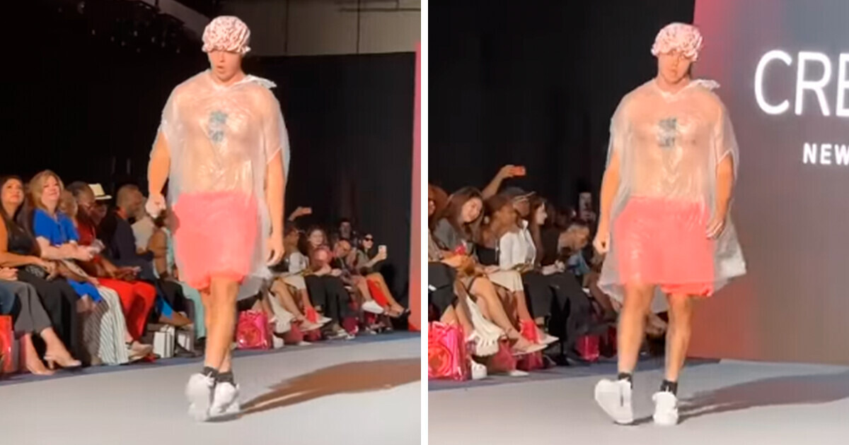 Un intrus vêtu d’un sac-poubelle défile à la Fashion Week et passe inaperçu