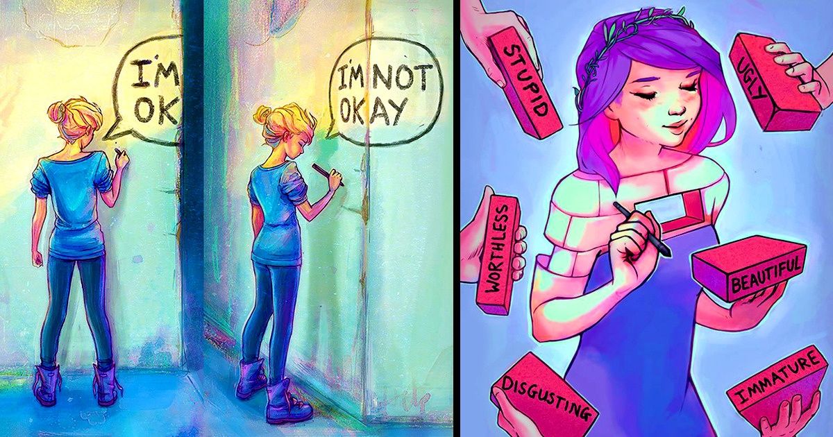 Une artiste crée des illustrations poignantes sur la dépression, et elles sont si intenses qu’elles nous touchent le cœur Une artiste crée des illustrations poignantes sur la dépression, et elles sont si intenses qu’elles nous touchent le cœur
