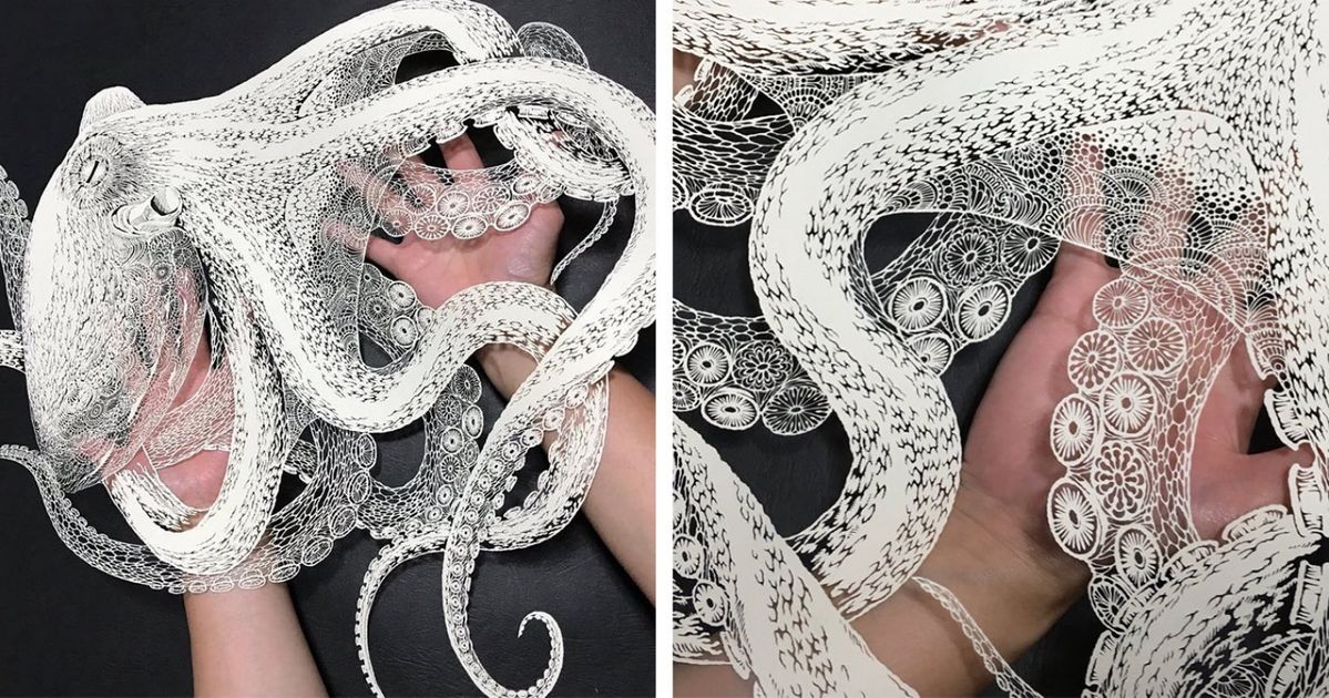 Avec l’aide d’un bistouri, une artiste crée des œuvres en papier qui ressemblent à de la fine dentelle
