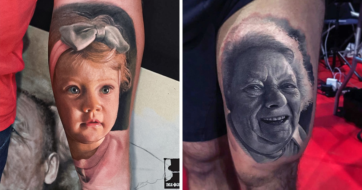 Un artiste incroyablement doué réalise des tatouages de portraits réalistes, et nous ne pouvons pas les quitter des yeux Un artiste incroyablement doué réalise des tatouages de portraits réalistes, et nous ne pouvons pas les quitter des yeux