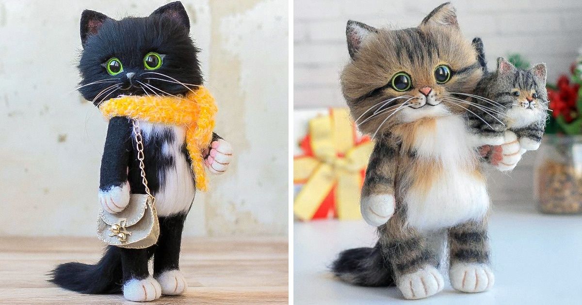 Une jeune fille russe fabrique des chatons en feutre qui semblent sortir d’un album pour enfants