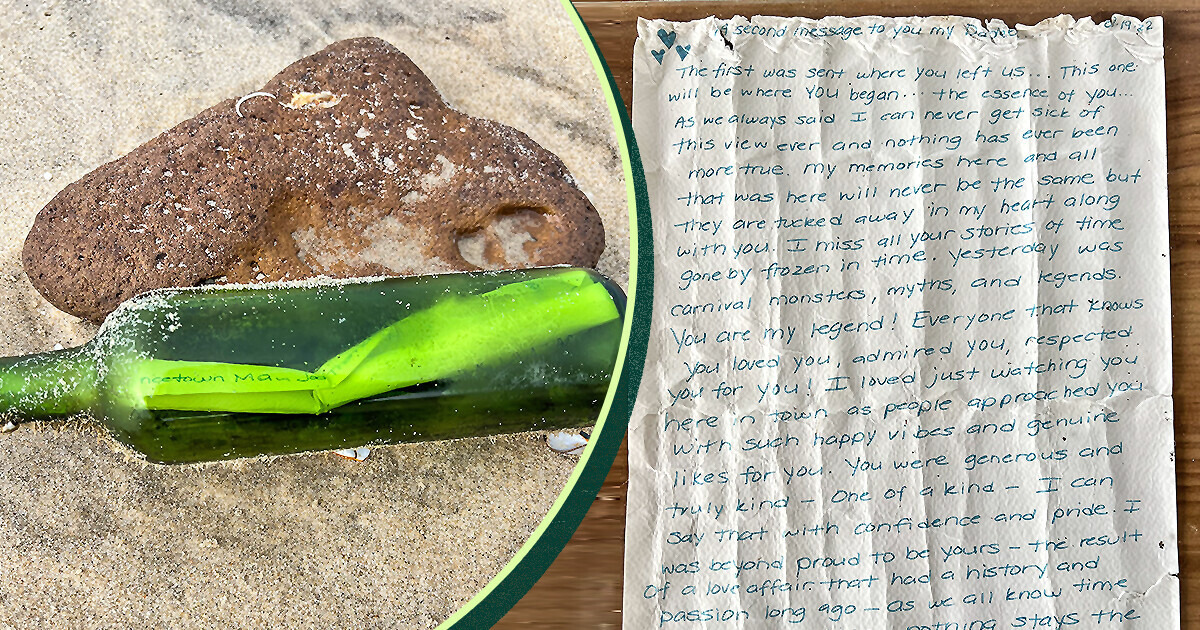 Un homme découvre une lettre poignante dans une bouteille à la mer, lancée à plus de 6 000 km Un homme découvre une lettre poignante dans une bouteille à la mer, lancée à plus de 6 000 km