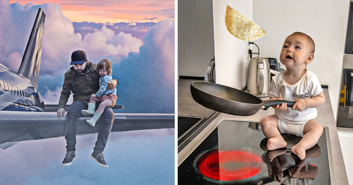 Découvre 20 photos envoyées par un papa à une maman pour prouver que le bébé va bien (et on est morts de rire)