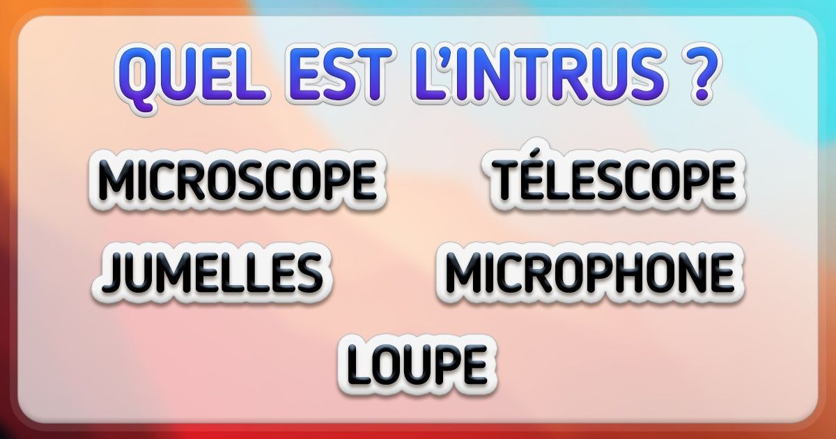 Test : Trouve le mot qui ne correspond pas aux autres mots de la liste