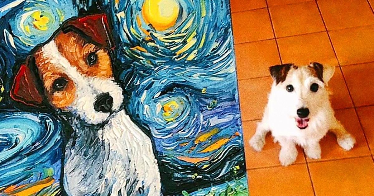 Une artiste immortalise les animaux dans le style de “La nuit étoilée” de Vincent van Gogh