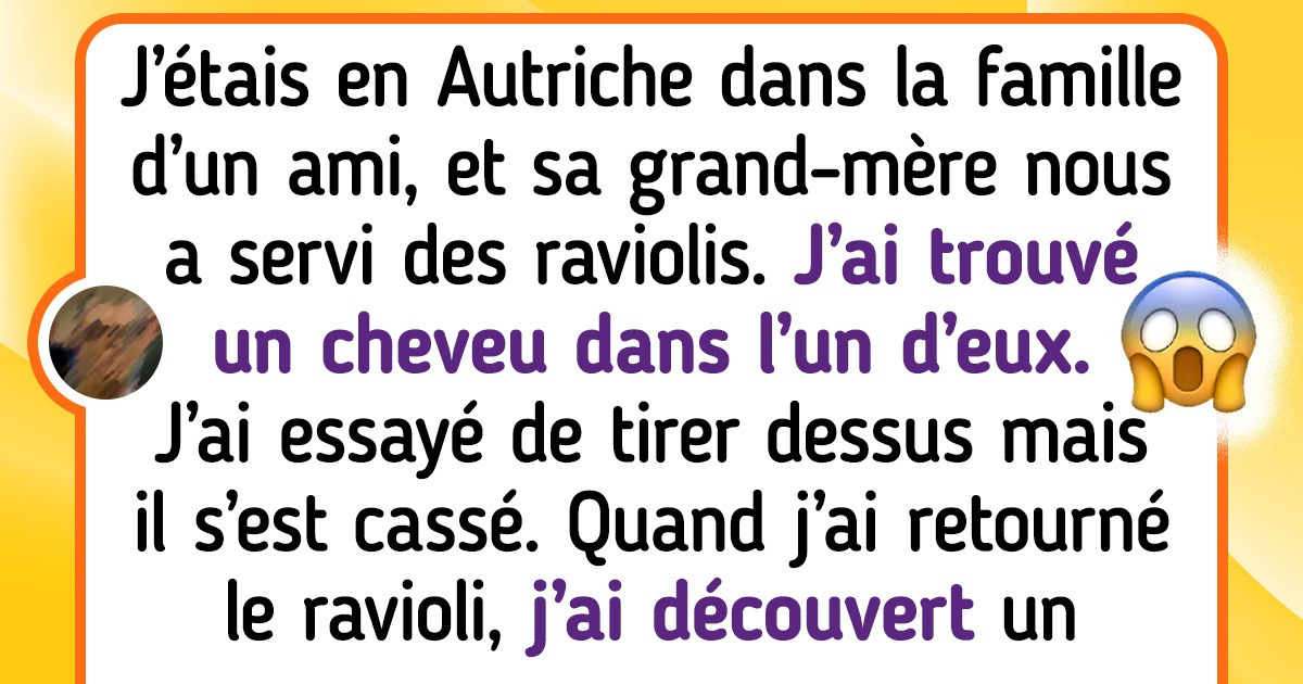 9 Personnes qui ont trouvé un cheveu dans leur plat expliquent pourquoi ils finissent quand même leur assiette (ou pas)