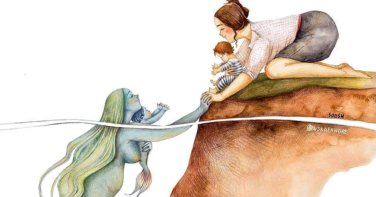 Cette peintre a dessiné une histoire touchante sur une étrange amitié entre une femme et une sirène