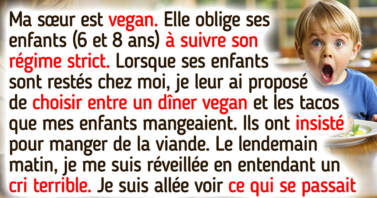 J’ai secrètement donné de la viande aux enfants de ma sœur végétalienne — elle m’a bannie de tous les événements familiaux J’ai secrètement donné de la viande aux enfants de ma sœur végétalienne — elle m’a bannie de tous les événements familiaux