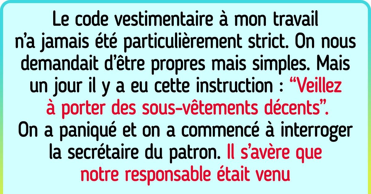15 Personnes parlent du code vestimentaire, qui a de toute évidence été mis en place par des gens qui n’ont rien d’autre à faire