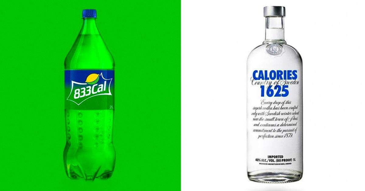 Des graphistes ont remplacé les étiquettes de produits par la quantité de calories qu’ils contiennent afin que les consommateurs se rendent compte