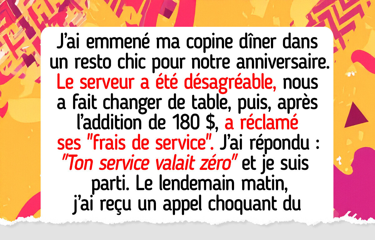 J’ai refusé de laisser un pourboire, je me fiche que ce soit la règle