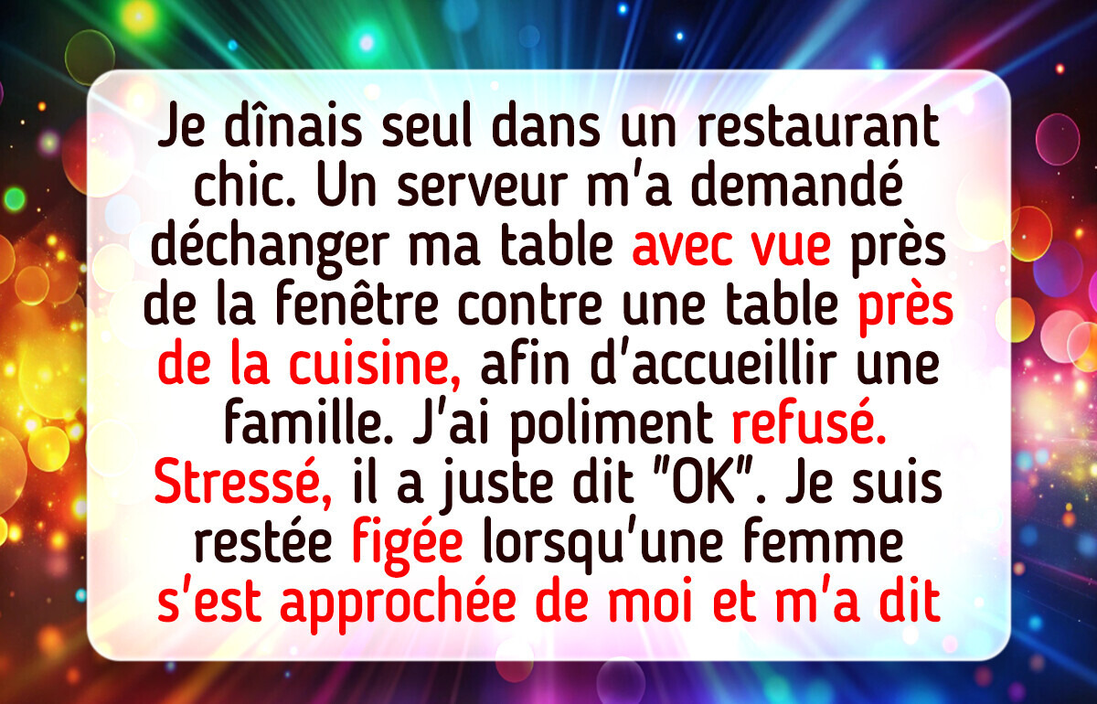 J’ai refusé de me déplacer pour une famille dans un restaurant — c’est MA table