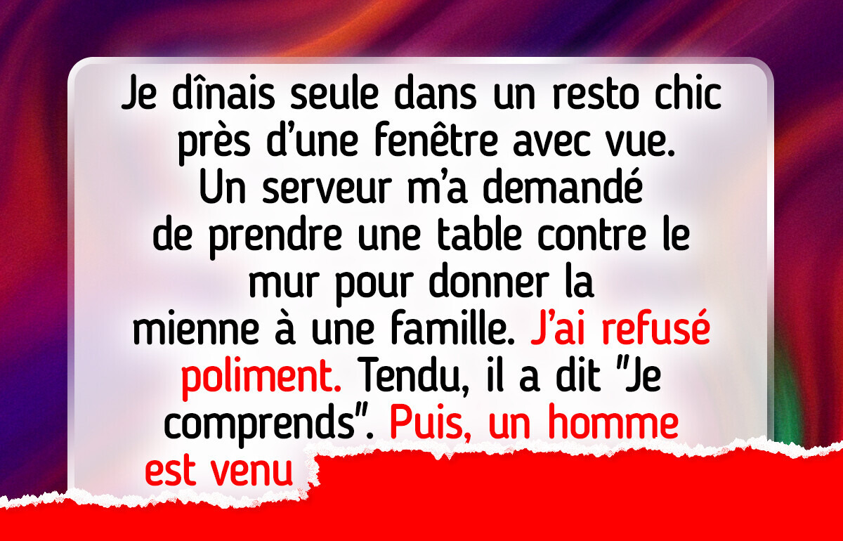 J’ai refusé de céder ma table à une famille — j’avais fait une réservation
