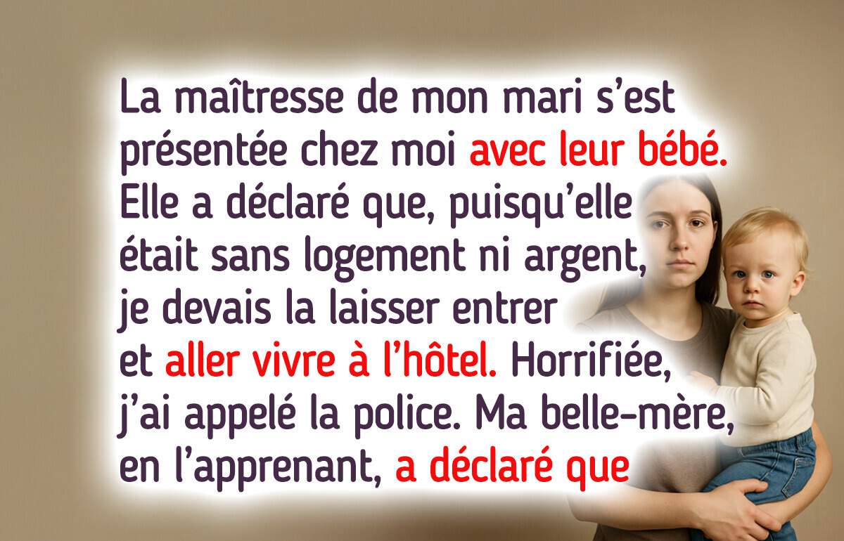 Une femme s’invite chez moi avec le bébé de mon mari, j’ai dû appeler la police Une femme s’invite chez moi avec le bébé de mon mari, j’ai dû appeler la police