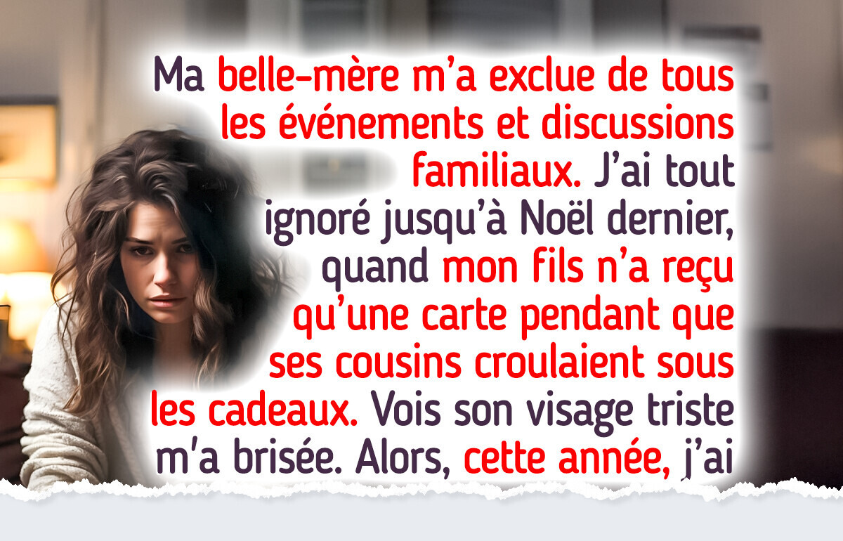 Ma belle-mère nous a exclus de sa famille — ma réponse l’a laissée sans voix