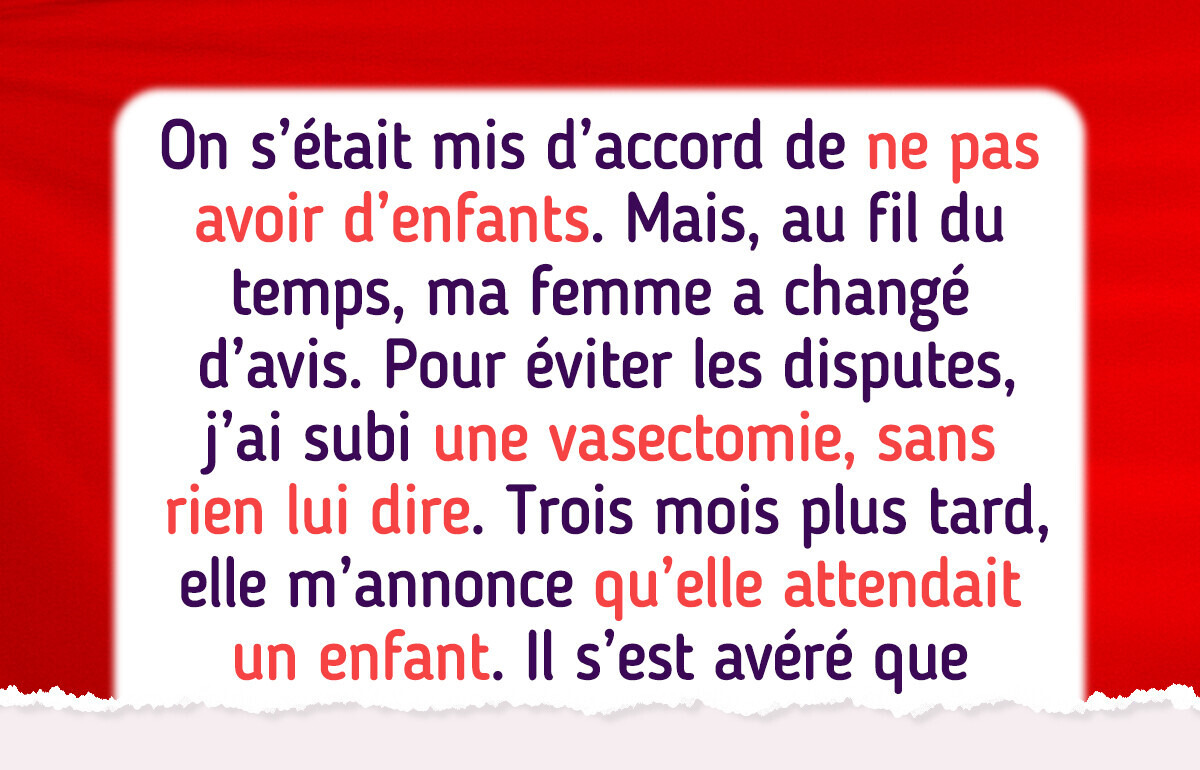 Ma femme attend un enfant, mais elle ignore que j’ai subi une vasectomie en secret Ma femme attend un enfant, mais elle ignore que j’ai subi une vasectomie en secret