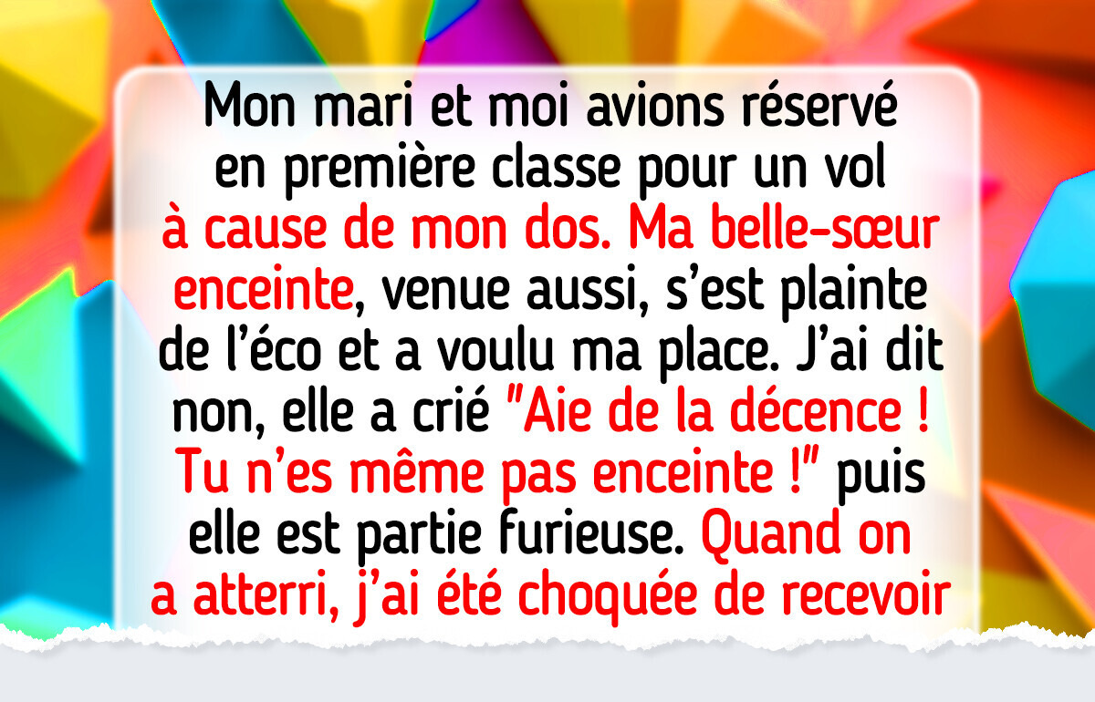 J’ai refusé de donner ma place en première classe à ma belle-sœur, même si elle est enceinte