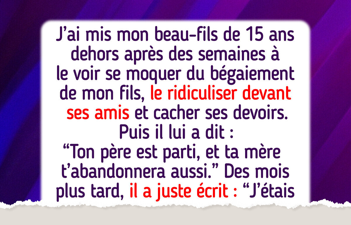 J’ai mis mon beau-fils à la porte, mon fils passe avant tout
