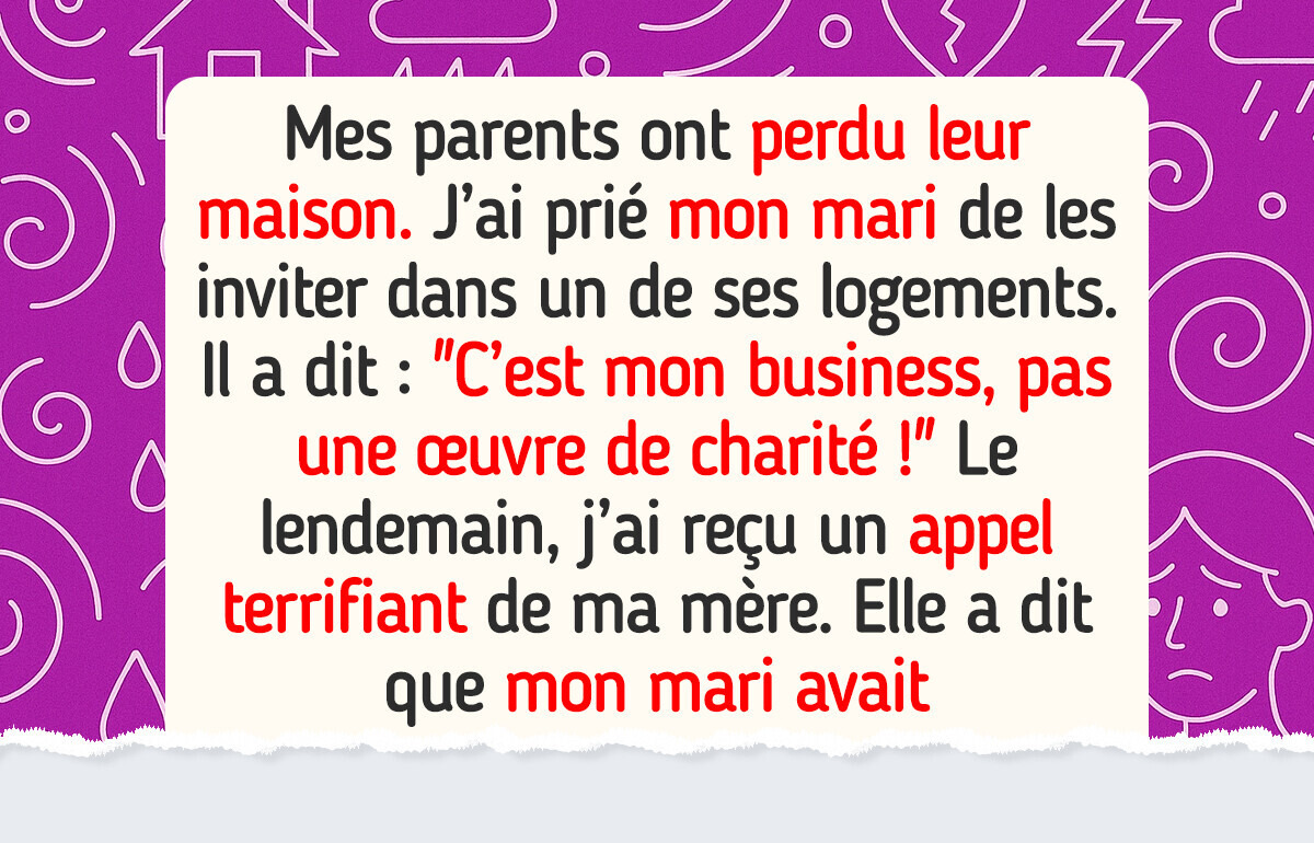Mes parents sont en train de tout perdre, mais mon mari les traite comme des étrangers Mes parents sont en train de tout perdre, mais mon mari les traite comme des étrangers