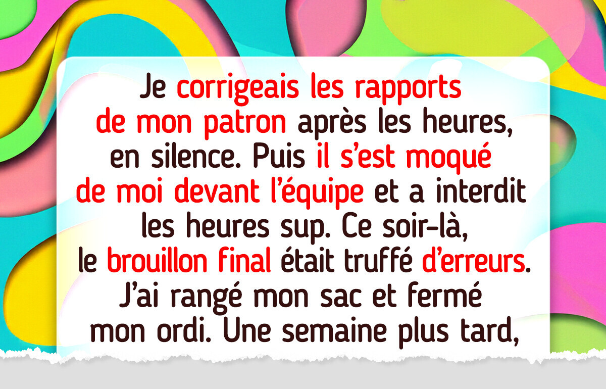 J’ai suivi la règle de mon patron “Pas d’heures sup”, et j’ai vu sa carrière s’effondrer du jour au lendemain