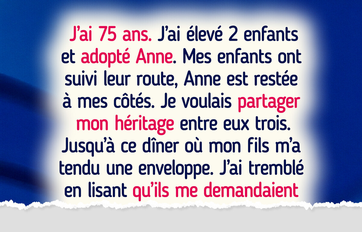 J’ai donné mon héritage à ma fille adoptive, et mes enfants biologiques me supplient de reconsidérer