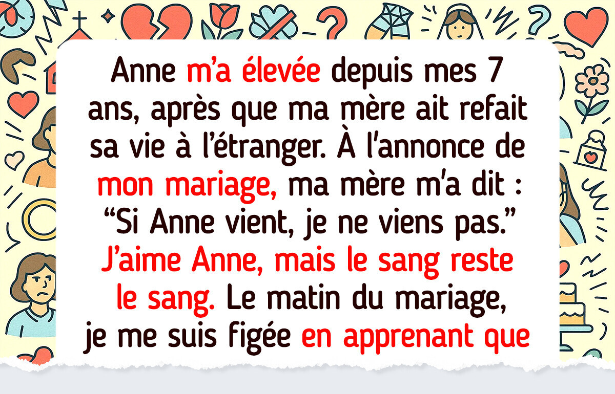 J’ai exclu la belle-mère qui m’a élevée de mon mariage pour satisfaire ma mère