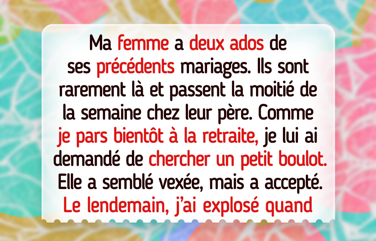 J’exige que ma femme trouve un travail, puisque s’occuper d’ados n’est pas un travail à plein temps J’exige que ma femme trouve un travail, puisque s’occuper d’ados n’est pas un travail à plein temps