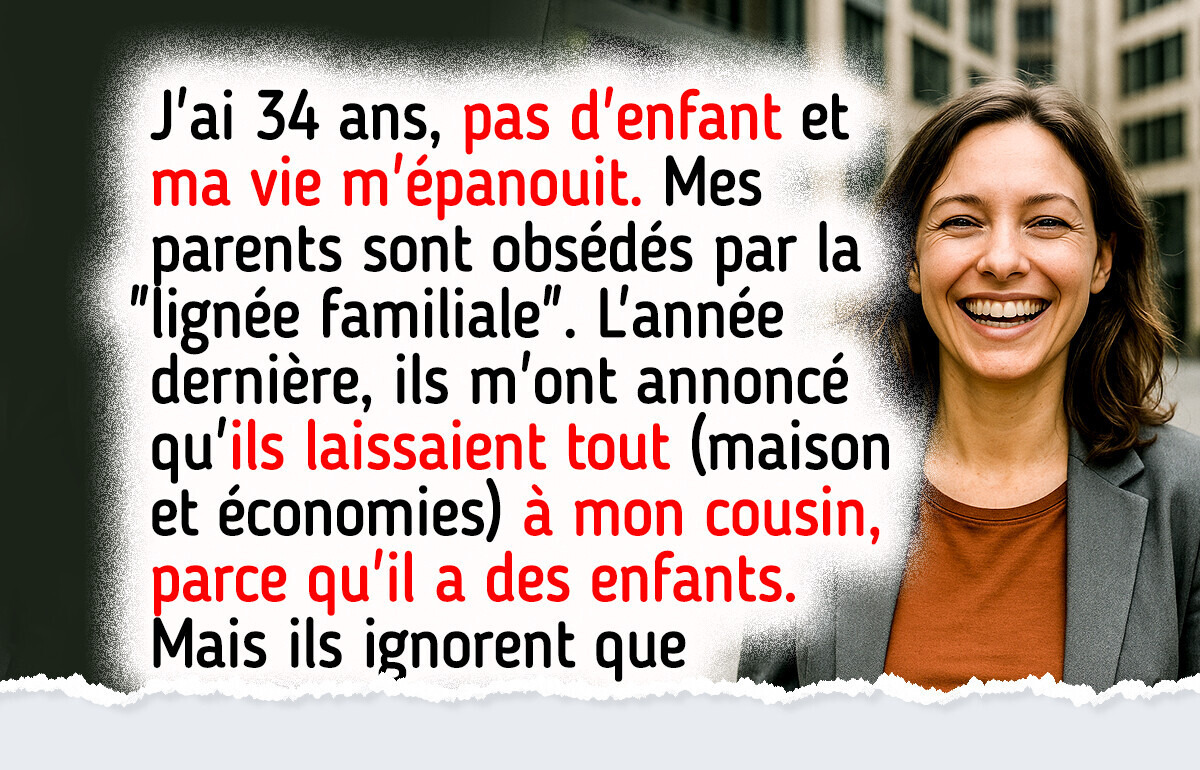 Je suis sans enfants, mes parents m’ont exclue de leur héritage et ont privilégié mon cousin, alors je leur ai fait payer