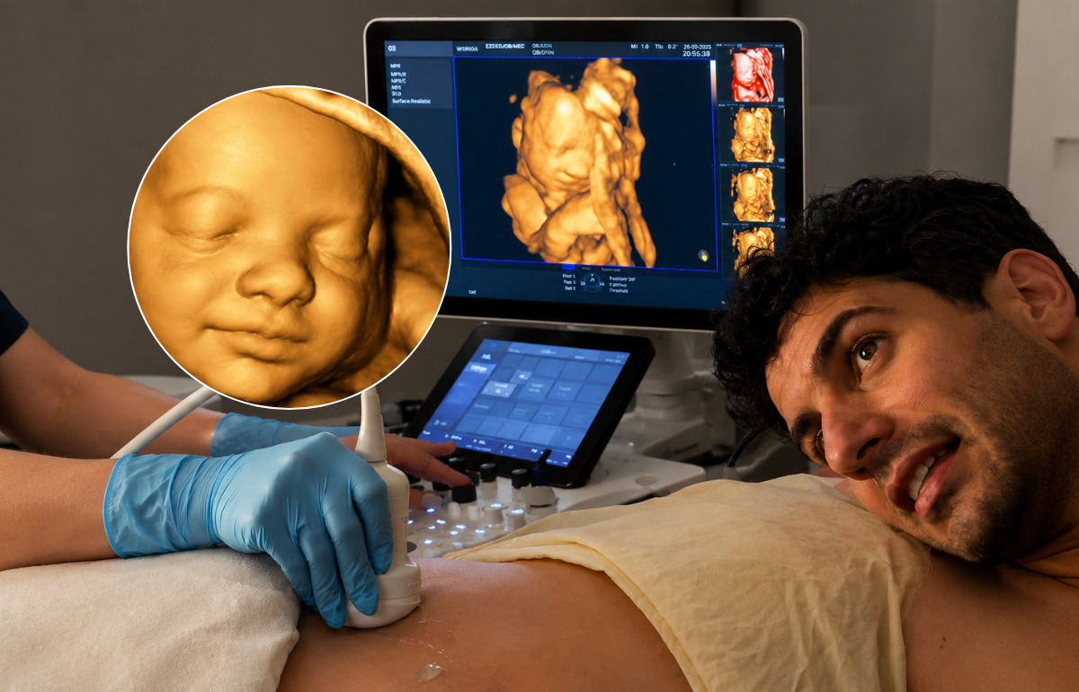 À l’échographie, ce bébé semble sourire en entendant la voix de son père