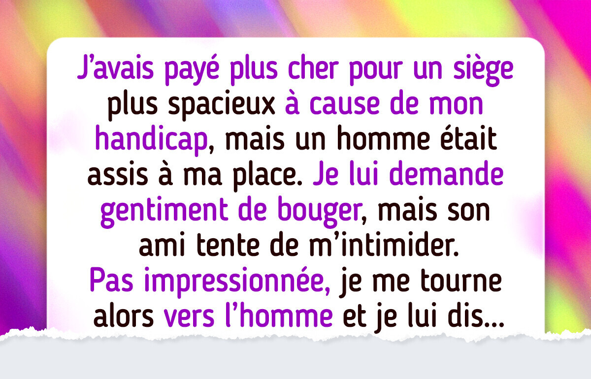 Un homme a essayé de me voler mon siège, alors je lui ai fait goûter le karma instantané