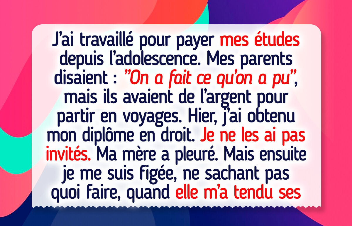 J’ai refusé d’inviter mes parents à ma remise de diplôme, car ils n’ont pas déboursé un centime pour mes études J’ai refusé d’inviter mes parents à ma remise de diplôme, car ils n’ont pas déboursé un centime pour mes études