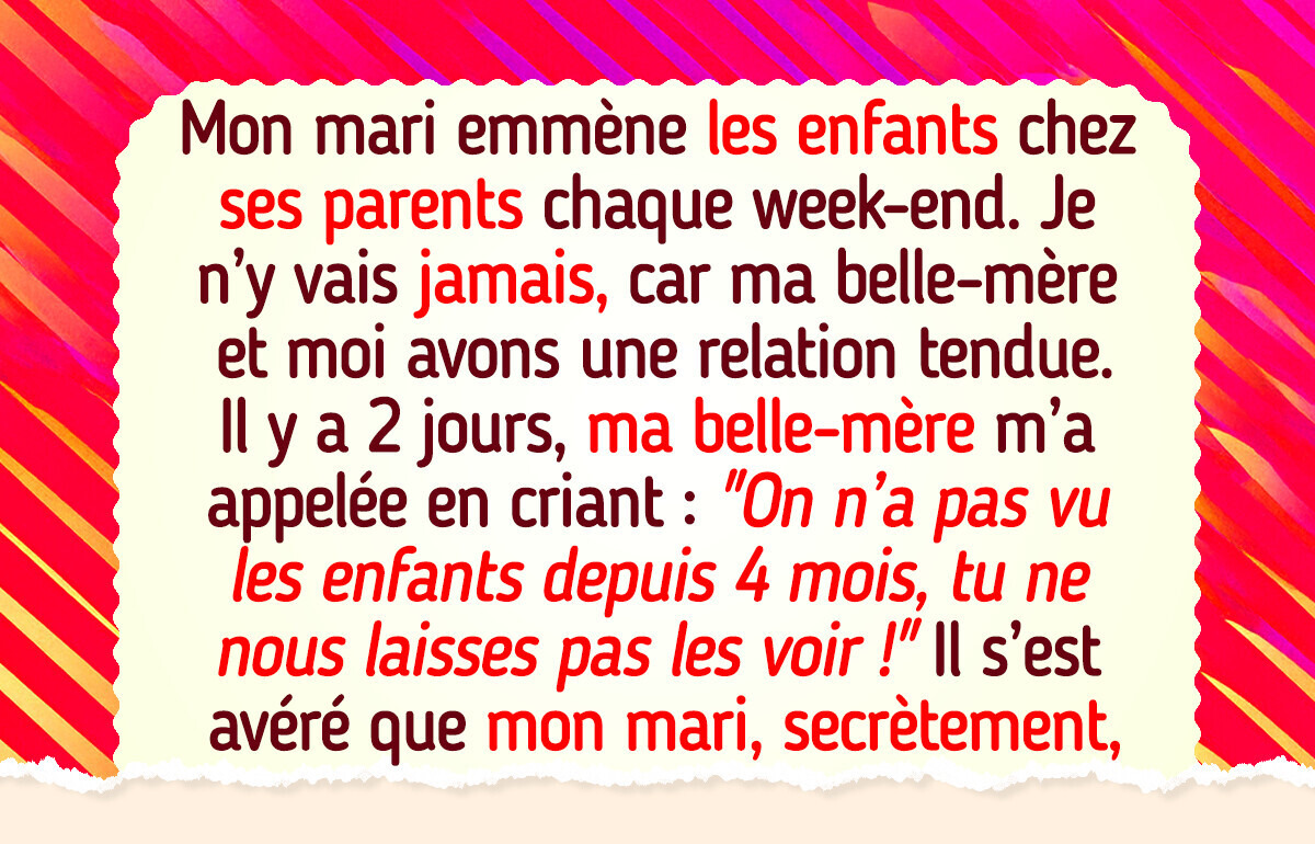 Mon mari m’a menti en disant qu’il emmenait nos enfants chez ses parents, et la vérité m’a bouleversée
