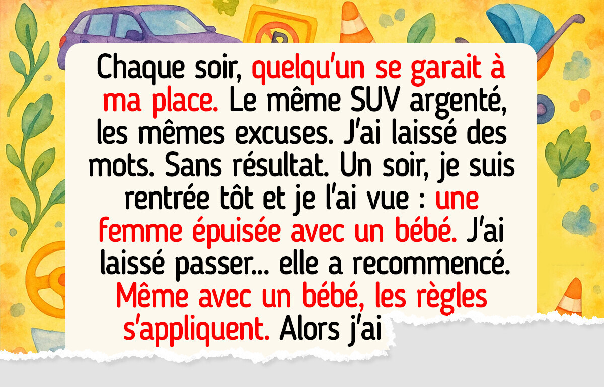 Je n’ai pas cédé ma place de parking à une mère avec un bébé, je lui ai donné une leçon