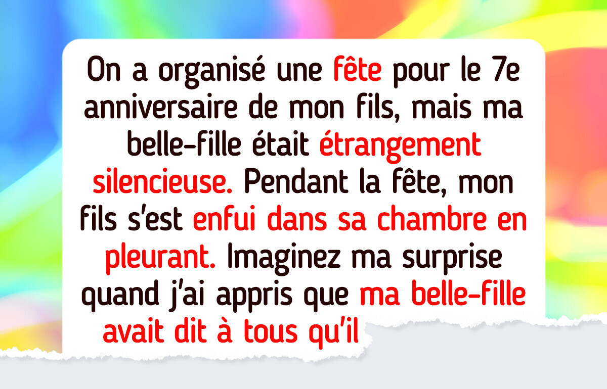 J’ai mis ma belle-fille à la porte après qu’elle a gâché la fête d’anniversaire de mon fils J’ai mis ma belle-fille à la porte après qu’elle a gâché la fête d’anniversaire de mon fils