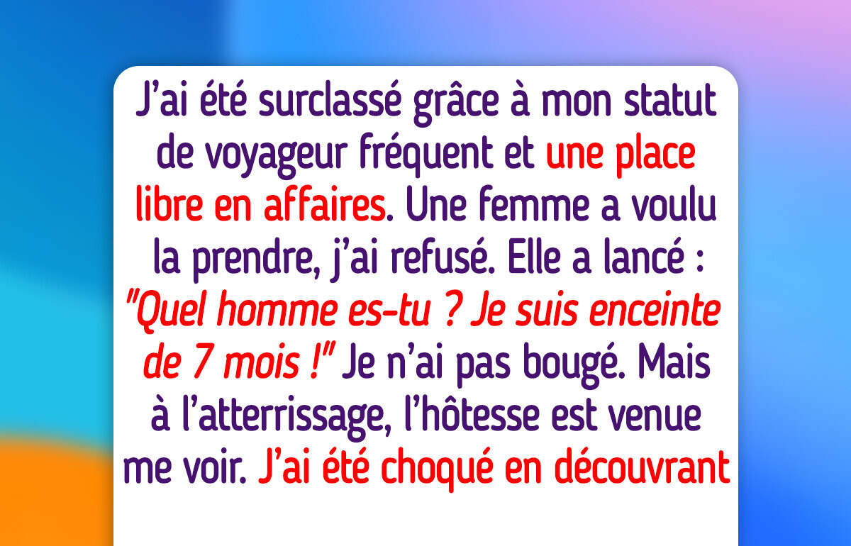 Je refuse de céder mon siège en classe affaires à une femme enceinte