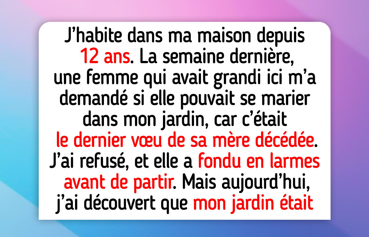 Je refuse de laisser l’ancien propriétaire se marier dans mon jardin, ma gentillesse s’arrête ici Je refuse de laisser l’ancien propriétaire se marier dans mon jardin, ma gentillesse s’arrête ici