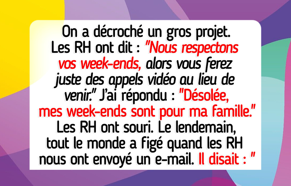 J’ai refusé de faire des appels vidéo le week-end, et maintenant les RH ont changé leur politique J’ai refusé de faire des appels vidéo le week-end, et maintenant les RH ont changé leur politique