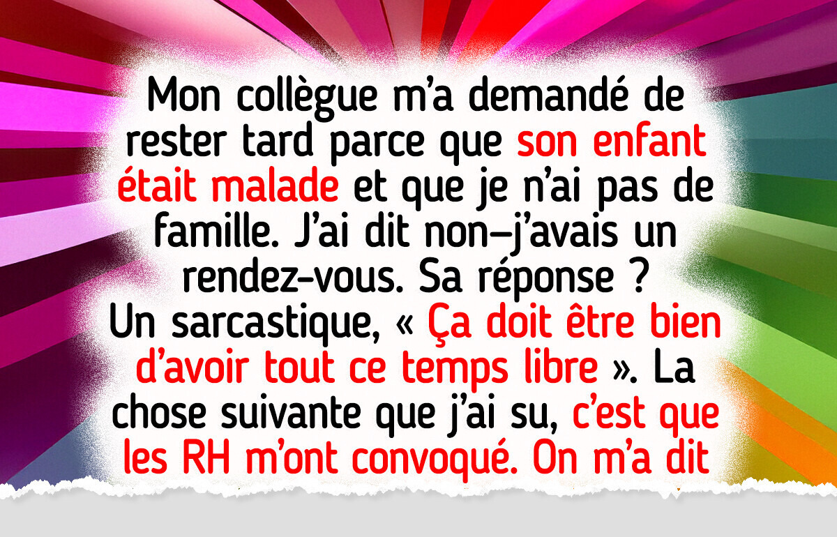 J’ai refusé de remplacer un collègue qui s’occupait de son enfant malade, maintenant c’est mon problème avec les RH