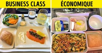 12 photos qui expliquent la différence entre la nourriture en avion en classe économique et en classe affaires