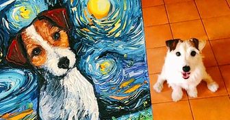 Une artiste immortalise les animaux dans le style de “La nuit étoilée” de Vincent van Gogh
